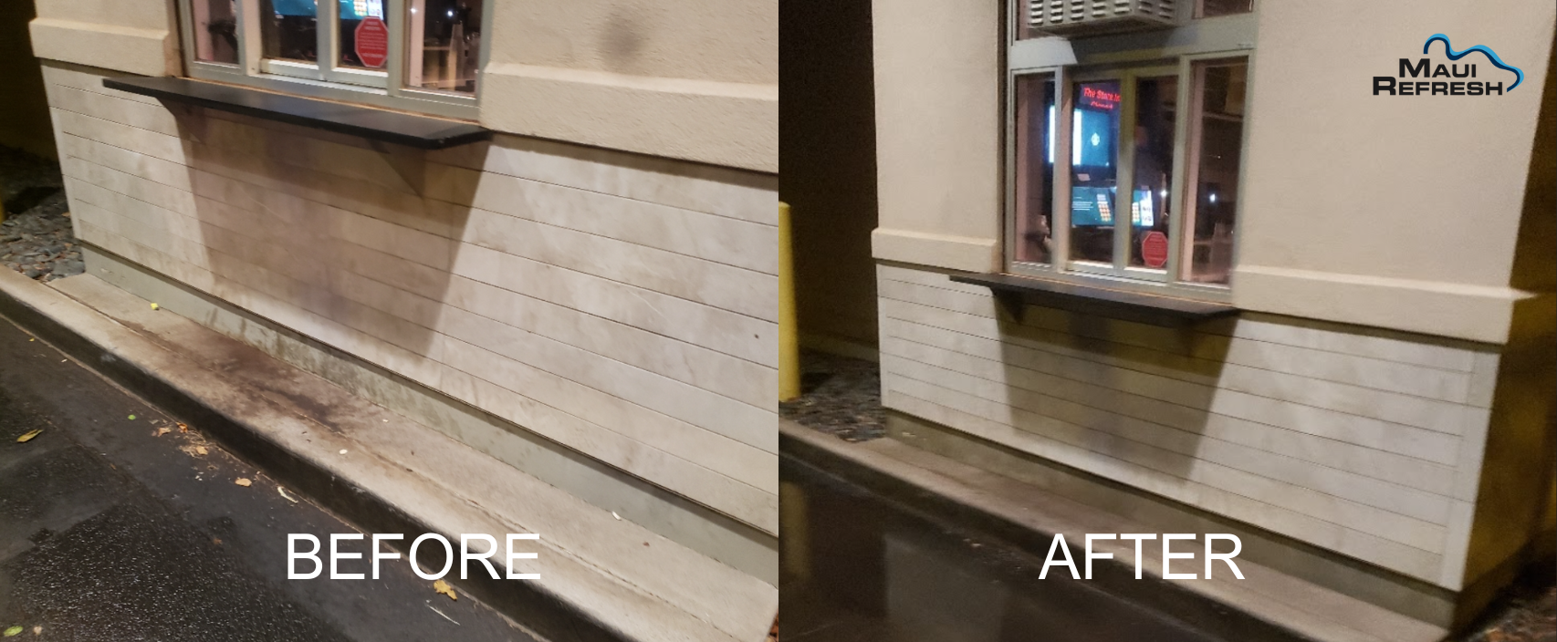 pressure washing drive thru window before and after