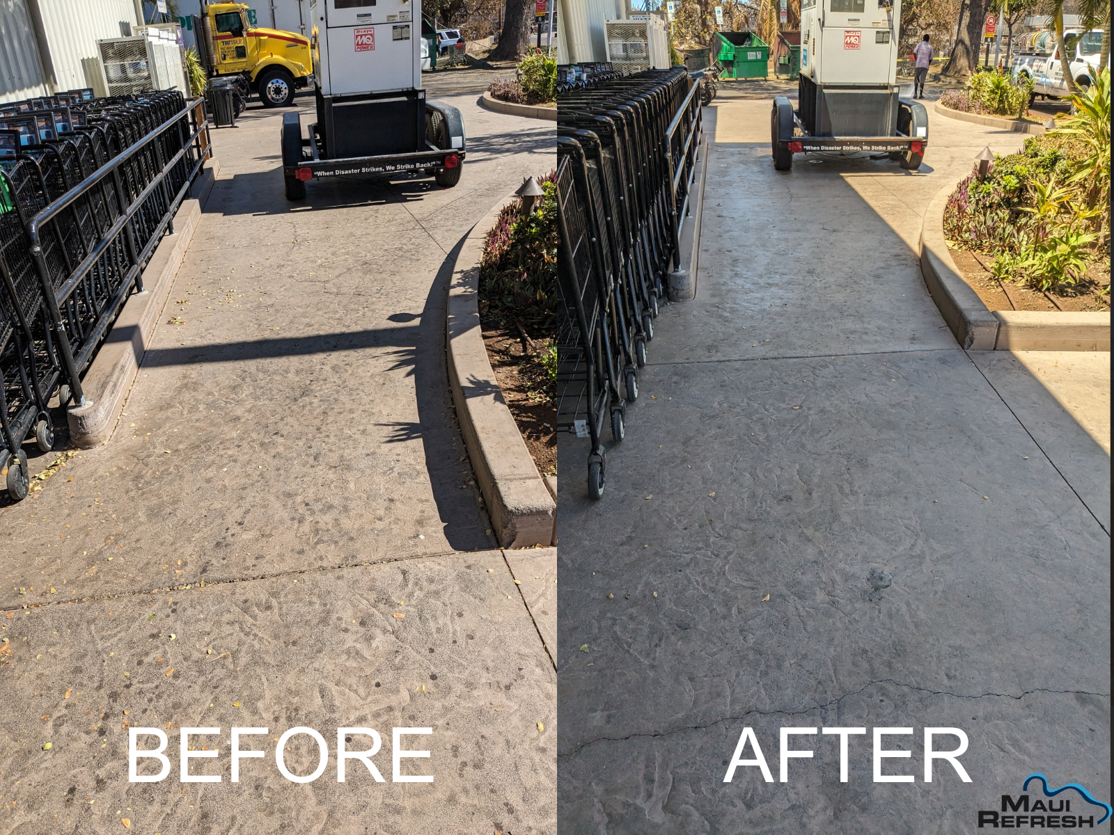 sidewalk pressure wash before after